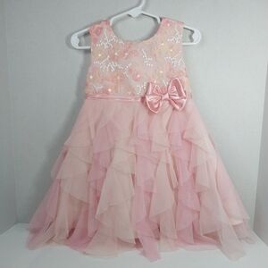 Jona Michelle Toddler Girls 2T Wedding Easter Flower Bow Embellished Pink Dress